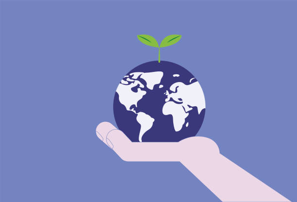 holding the earth with hands, environmental protection concept illustration - 智慧農(nóng)業(yè) 幅插畫(huà)檔、美工圖案、卡通及圖標(biāo)